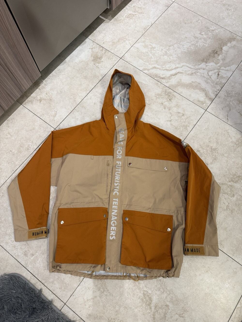 Human Made 3-Layer Shell Jacket Orange Beige FW22 HM24JK023 Size L $520